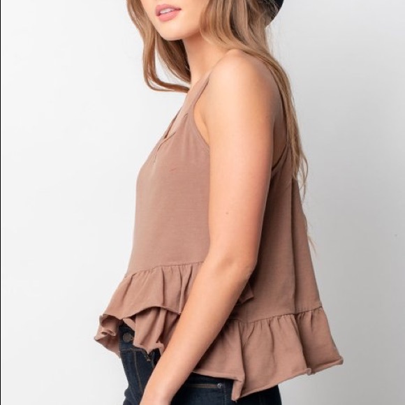 Mocha Ruffle Tier Tank Top - Picture 3 of 4